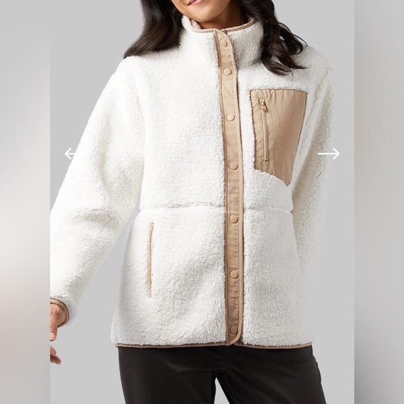 32 Degrees Jackets & Blazers - 32 Degrees Women’s Snap Sherpa Jacket Cream/Brown Trim Soft & Cozy Size XS NWT’s